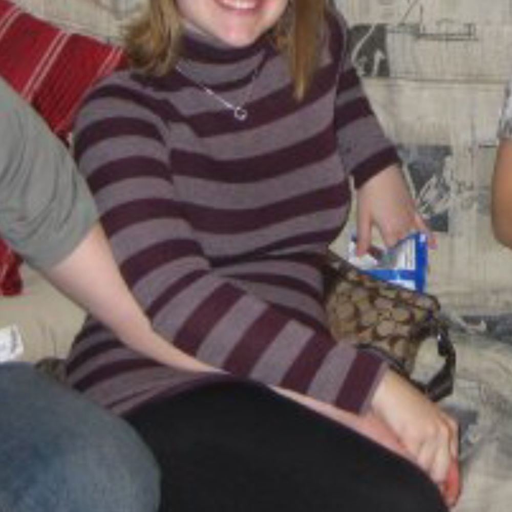 Forever 21 striped turtle neck dress purple